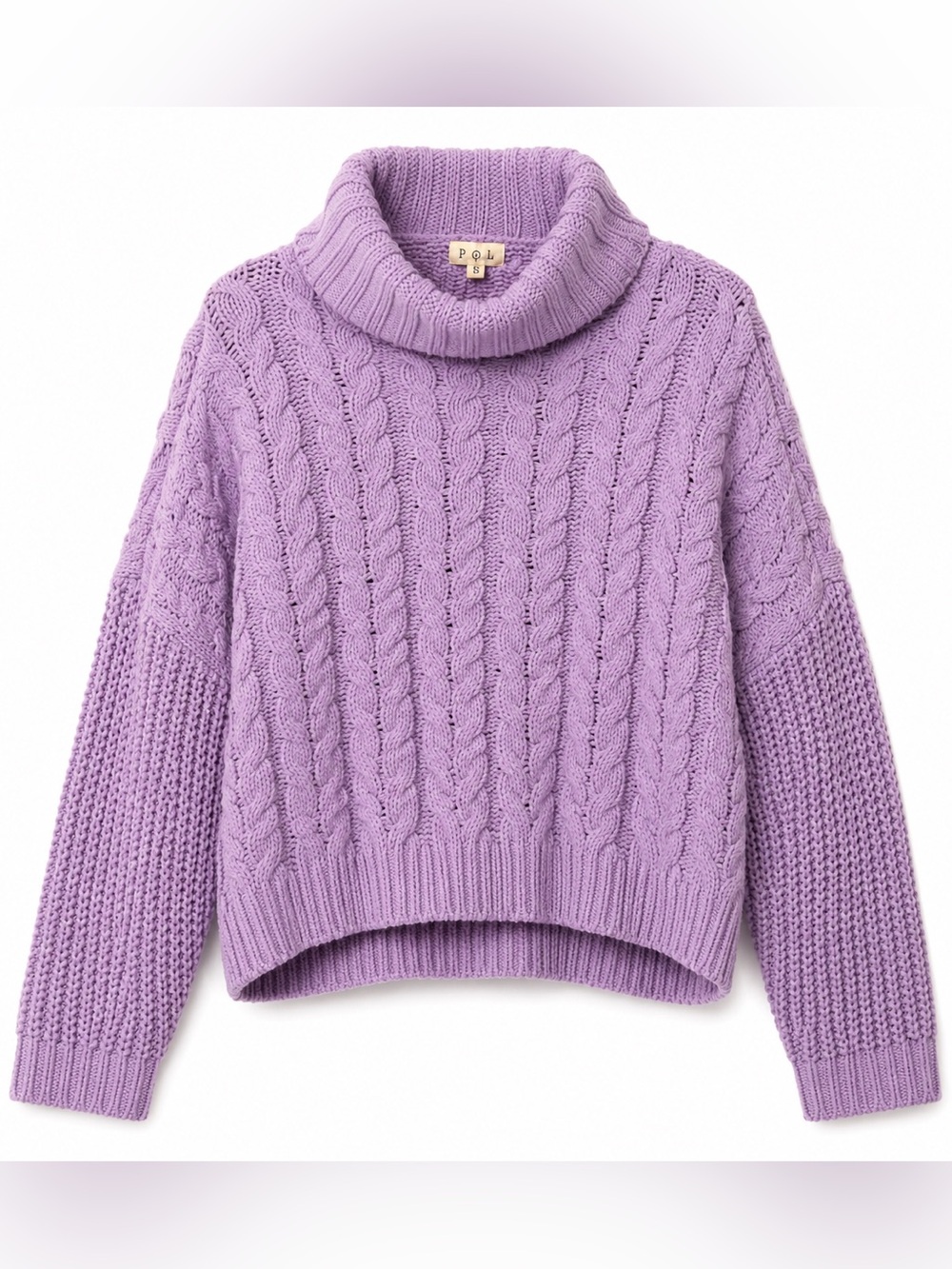POL NWT Lavender Oversized Cable Knit Turtleneck Sweater S